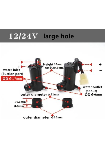 No.4 Tarzı V 24V Evrensel Araba Cam Silecek Cam Silecek Yıkama Pompası Su Jet Motoru (Yurt Dışından)