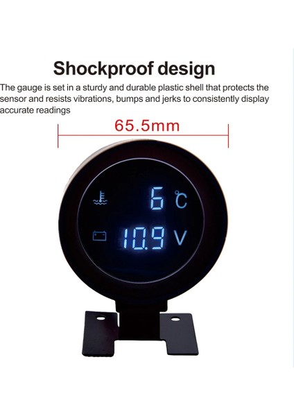 32 mm Siyah Adaptör Stili H Araba Dijital LED Su Sıcaklık Ölçer Santigrat Su Sıcaklığı Ortak Boru Sensörü ile 10 mm Adaptör Npt Voltmetre 2 In 1 (Yurt Dışından)