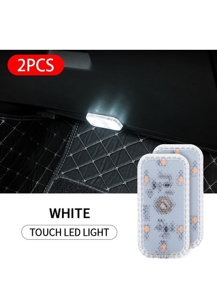 Beyaz Aydınlatma 2 Adet Adet Manyetik Araba LED Dokunmatik Işıklar Kablosuz Iç Işık USB Çatı Tavan Kapı Ayak Gövdesi Için Okuma Lambaları Saklama Kutusu (Yurt Dışından)
