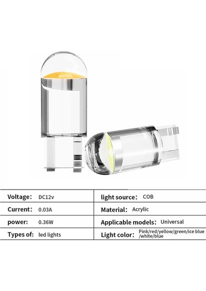 1 Adet Tarzı Kırmızı x T10 W5W WY5W Cob LED Araba Kama Park Lambası Dönüş Yan Ampuller Gösterge Lambası Oto Plaka Işığı Beyaz Sarı Mavi (Yurt Dışından)