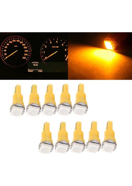 Sarı T5 LED Işıklar W1.2W W3W LED Araba Iç Işık Oto Yan Kama Pano Göstergesi Gösterge Lambası Ampul LED Süper Parlak (Yurt Dışından)