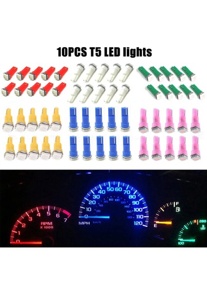 Sarı T5 LED Işıklar W1.2W W3W LED Araba Iç Işık Oto Yan Kama Pano Göstergesi Gösterge Lambası Ampul LED Süper Parlak (Yurt Dışından)