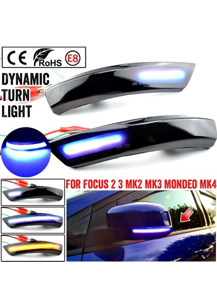 Mavi Sarı 2pcslot Dikiz Aynası Göstergesi Dinamik Flaşör LED Dönüş Sinyali Işığı Ford Focus Mk2 Mk3 Mondeo Mk4 (Yurt Dışından)
