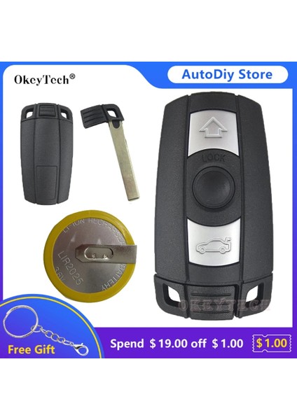 Pil Tutma Stili Yok Okeytech 3 Düğmeler Uzaktan Araba Anahtarı Kabuk Fob Kılıf Bmw X5 X6 E60 E70 E71 E87 E90 Bmw Serisi Zeka Pil Tutma (Yurt Dışından)