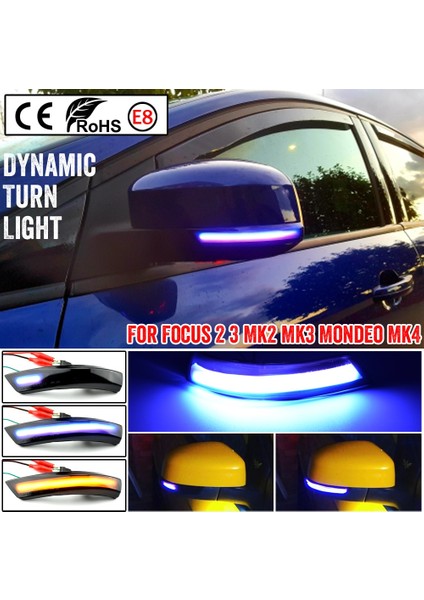 Mavi Sarı 2pcslot Dikiz Aynası Göstergesi Dinamik Flaşör LED Dönüş Sinyali Işığı Ford Focus Mk2 Mk3 Mondeo Mk4 (Yurt Dışından)