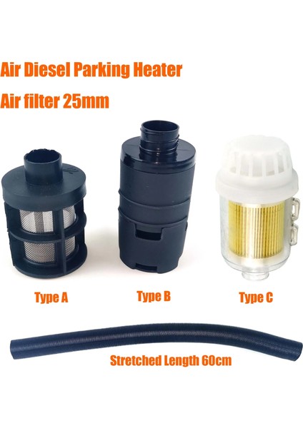 60CM Boru Stili 25MM Hava Dizel Park Isıtıcı Emme Filtresi Susturucu Emme Borusu 3 Tip Webasto Eberspacher Siyah Için Fit (Yurt Dışından) fiyatları