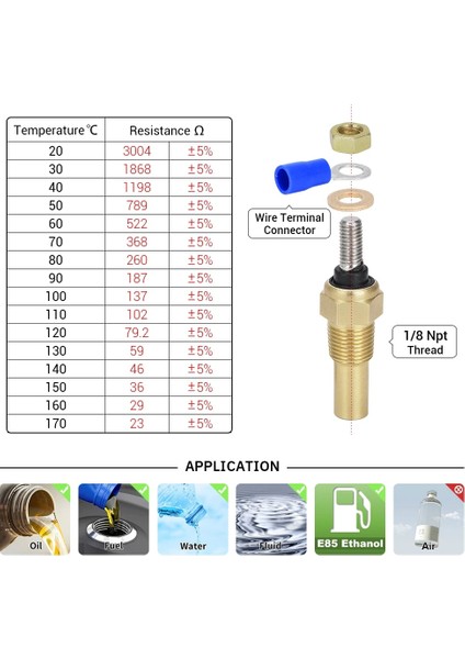 Bağlayıcı Stili ile Vr - 12V Npt Araba Yarışı Yağ Sıcaklık Sensörü Su Sıcaklık Sensörü Su Sıcaklık Sensörü Ölçer Sensörü VR-TSU01 (Yurt Dışından)