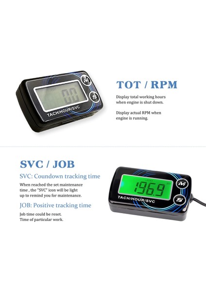 1 Adet Tarzı Motosiklet Tach Saat Ölçer Svc LCD Dijital Takometre Motor Sıfırlanabilir Bakım Uyarısı Rpm Sayacı Testereler Tekneler Atv (Yurt Dışından)
