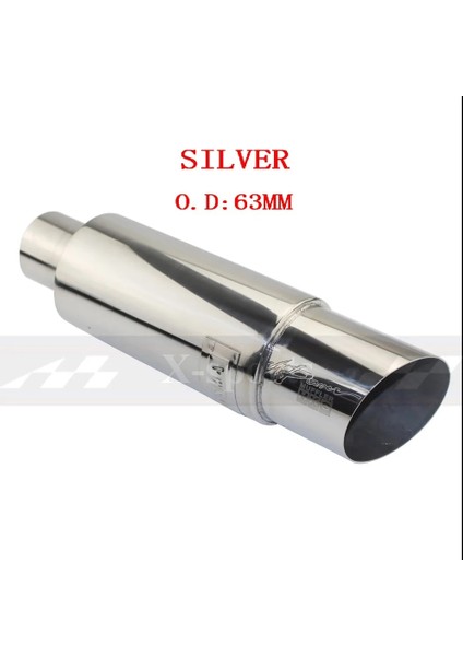 Gümüş 63MM Tarzı Araba Motosikleti Egzoz Sistemleri Susturucu Ucu Evrensel Paslanmaz Çelik Id Çıkış Stili Susturucu Egzoz Borusu (Yurt Dışından)
