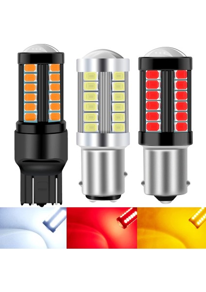 T20 7440 W21W WY21W Stili Beyaz 2x P21W LED BAY15D PY21W BAU15S BA15S Beyaz Kırmızı Sarı Araba LED Ampul P Dönüş Sinyali Kw W (Yurt Dışından)
