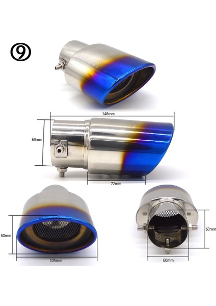 No.9 Tarzı Atreus Evrensel Araba Oto Egzoz Susturucu Ucu Paslanmaz Çelik Boru Krom Trim Modifiye Araba Arka Kuyruk Boğaz Astar Aksesuarları (Yurt Dışından)