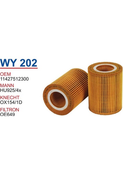 WY202 YAĞ FİLTRESİ BMW E36 - E39 - E46 M52