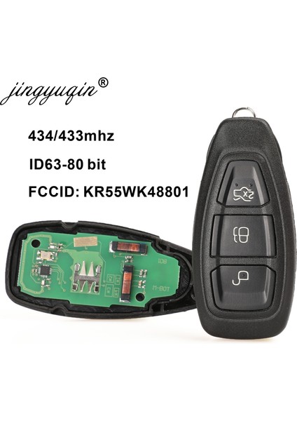 Jingyuqin KR55WK Ford Focus Için Akıllı Uzaktan Anahtar C-Max Mondeo Kuga Fiesta B-Max Mhz 4D63 80BIT Akıllı Anahtarsız (Yurt Dışından)