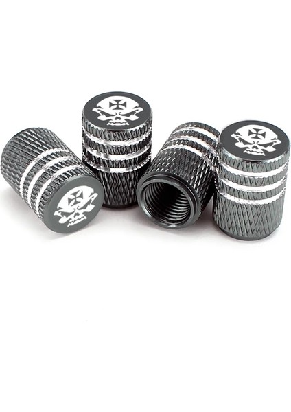 C01705-KOYU Gri Stil Et Araba Lastiği Valf Gövdeleri Kapak Tırtıllı Stil Kafatası Lastik Valf Kapağı Alüminyum Lastik Tekerlek Gövdesi Hava Valfi Kapakları Toz Geçirmez Kapaklar (Yurt Dışından)