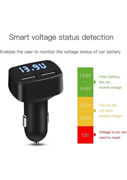 B Tarzı Araç Şarj Cihazı Çift USB 3.1A 5V LCD Ekran ile Sıcaklıkvoltagecurrent Meter Tester Adaptörü Dijital Ekran (Yurt Dışından)