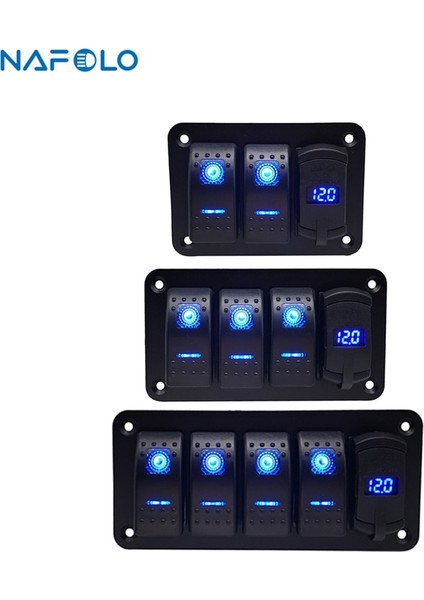 No.4 Tarzı Gang On Off Rocker Switch Panel 4.2A Çift USB Şarj Soketi ile LED Dijital Voltmetre Araba Deniz Teknesi LED Anahtar Paneli (Yurt Dışından)