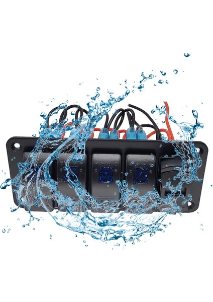 No.4 Tarzı Gang On Off Rocker Switch Panel 4.2A Çift USB Şarj Soketi ile LED Dijital Voltmetre Araba Deniz Teknesi LED Anahtar Paneli (Yurt Dışından)