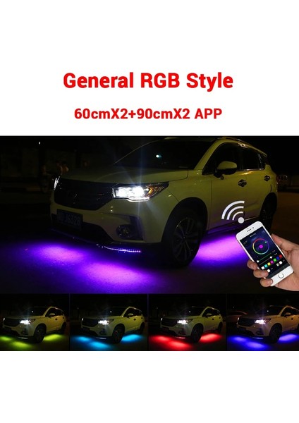 60X2-90X2 Uygulama Araba Underglow Işıkları Streamer LED Şasi Işık Rgb App Uzaktan Kumanda Oto Dekoratif Atmosfer Neon Arka Lamba Şerit 12 V (Yurt Dışından)