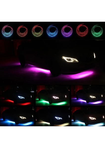 60X2-90X2 Uygulama Araba Underglow Işıkları Streamer LED Şasi Işık Rgb App Uzaktan Kumanda Oto Dekoratif Atmosfer Neon Arka Lamba Şerit 12 V (Yurt Dışından)