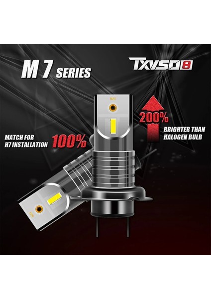 Xiyu Shop Siyah 2x H7 110W Araba LED Far Kiti Canbus Hatasız Lamba Lm 6000K Dayanıklı ve Pratik Daha Parlak Yüksek (Yurt Dışından)