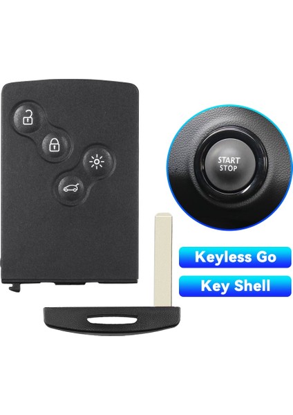 Model 1 Anahtarsız Çalıştırma Stili Keyyou Orijinal Anahtar Kabuk 4 Düğmeler Renault Laguna Koleos Megane Fob Uzaktan Akıllı Kart Anahtar Kutu ile Ekleme Küçük Anahtar Bıçak (Yurt Dışından)