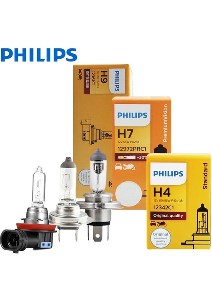 H9 12V 65W 1x Philips H4 H7 H11 Vision Orijinal Araba Lambası H1 H3 H8 H Hb3 Hb4 Sis Lambası Halojen Ampul Çoğu Model Için Uygundur (Yurt Dışından)