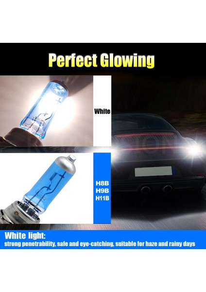 H11B Stili Beyaz Ruıandsıon 2x H8B H9B H11B 35W Araba Halojen Far Sürüş Işığı 4300K ​​sarı Otomatik Motosiklet Filament Ampul Motosiklet Far (Yurt Dışından)