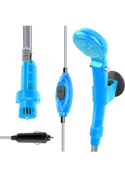 Mavi Stil 12V Elektrikli Su Pompası Araba Oto Yıkama Kamp Yürüyüş Seyahat Açık Duş Seti (Yurt Dışından) modelleri