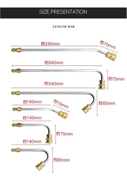 14CM U Tipi Stil Quick Release Yüksek Basınçlı Yıkayıcılar Metal Jet Lance Oluk Temizleme Değeri, Hızlı Nozul Ucu ile Yıkama Nozulu Araba Yıkayıcı (Yurt Dışından)