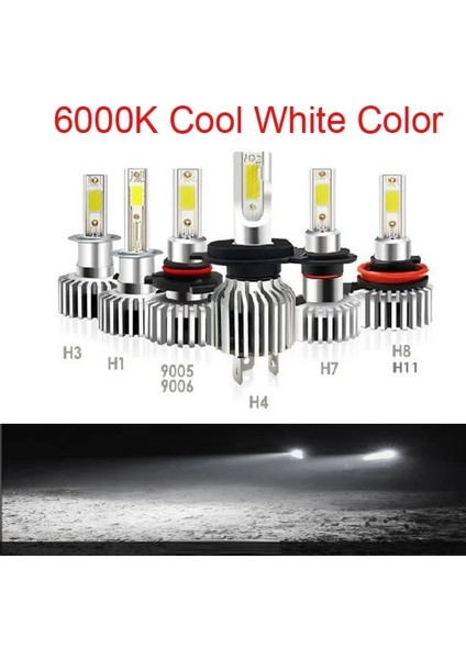 H8 Stili 2 Taraflı 6000K 2 Adet Lm Araba LED Turbo Far Ampulleri H Hb Hb3 H4 H7 H8 H9 H1 Mini Far Kiti Için Yüksek Kiriş Ampul Sis Lambası (Yurt Dışından)