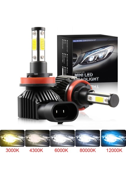 H8 Stili 2 Taraflı 6000K 2 Adet Lm Araba LED Turbo Far Ampulleri H Hb Hb3 H4 H7 H8 H9 H1 Mini Far Kiti Için Yüksek Kiriş Ampul Sis Lambası (Yurt Dışından)