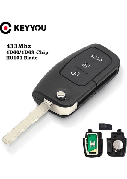 4D60 Çip FO21 Stili Keyyou Sorun 433MHZ 4dd Uzaktan Anahtar Ford Focus 3 Mondeo C Max S Max Galaxy Fiesta Hu FO21 Bıçak Kılıfı 3 Düğmeler (Yurt Dışından)