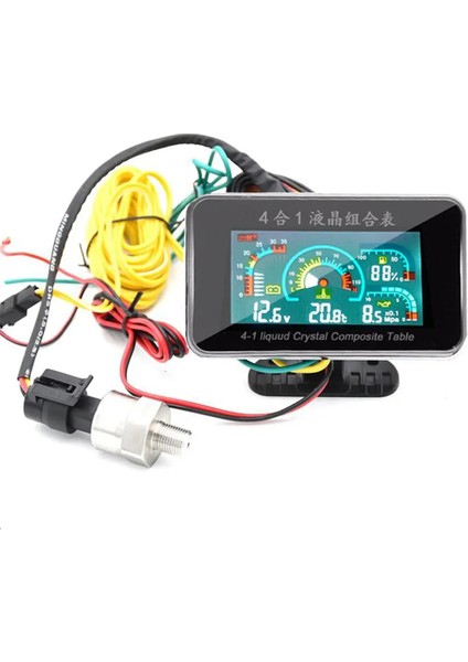4'ü 1 Arada Ölçü Stili Gösterge Paneli Evrensel LCD Araba Dijital Alarm Ölçer Voltmetre Yağ Basıncı Yakıt Su Sıcaklığı 12V Voltitro Coche Volt Için (Yurt Dışından)