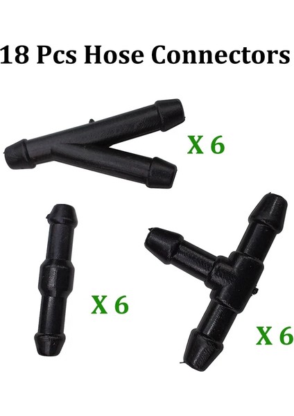 18 Adet Tarzı Adet Tüp Konnektörleri Araba Sıvı Pompası Su Hortumu Konnektörleri Ön Cam Nozulları Hortum Konnektörü Bağlantı Parçaları Bölücü Boru Ek Parçaları (Yurt Dışından)