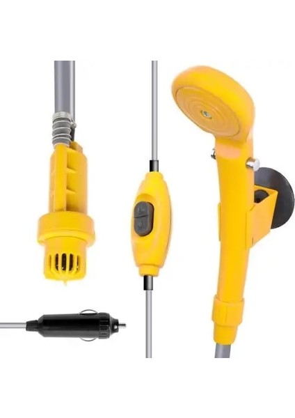 Sarı Stil 12V Elektrikli Su Pompası Araba Oto Yıkama Kamp Yürüyüş Seyahat Açık Duş Seti (Yurt Dışından)