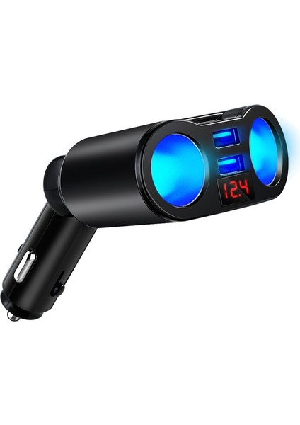 Siyah Araba Çakmak Soket Splitter Fiş Cep Telefonu Mp3 Dvr Suv Oto Aksesuarları ile LED Çift USB Şarj Portları Adaptörü (Yurt Dışından)