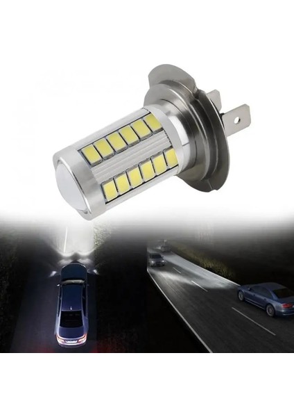 H7 Stili 6000K Soğuk Beyaz H7 LED Araba Lambaları Yüksek Güçlü LED Ampul Süper Parlak Beyaz 33 LED Oto Araba Sis Farları Sürüş Işık Lambası Ampuller Araba Aksesuarları (Yurt Dışından)