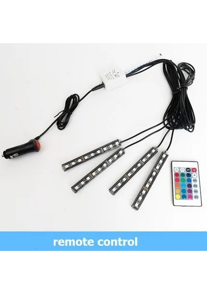 Uzaktan Kumanda Araba Rgb LED Müzik Ses Ses Kontrolü Araba Iç Dekoratif Atmosfer Oto Rgb Yolu Zemin Işık Şeridi Uzaktan Kumanda 12V (Yurt Dışından)