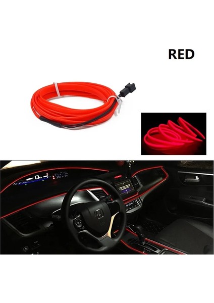 5 Metre Tarzı Pembe Otomobil Atmosfer Lambası Araba Iç Aydınlatma LED Şerit Dekorasyon Çelenk Tel Halat Tüp Hattı Esnek Neon Işık USB Sürücü (Yurt Dışından)