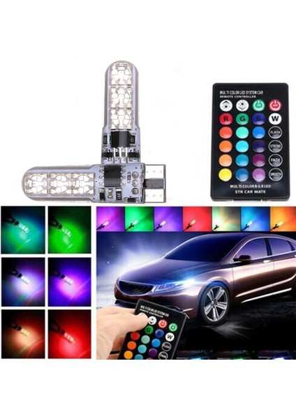 Çok Renkli Stil Su Geçirmez W5W Ar Kama Yan Ampul-6smd Rgb 7 Renkli LED Uzaktan Kumanda (Pil Yok) Strobe Flaş Kama Lamba Ampulü (Yurt Dışından)