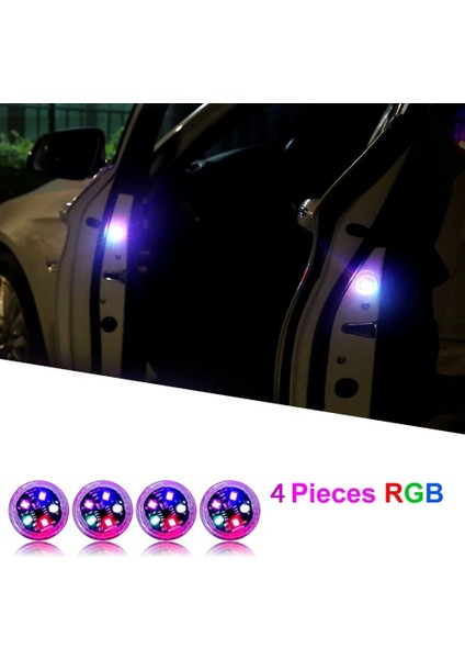 Rgb - 4 Adet Kablosuz Manyetik Araba Açılış Kapı Uyarı Işığı LED Strobe Yanıp Sönen Anti Arka Uç Çarpışma Gösterge Işıkları Sinyal Lambası (Yurt Dışından)