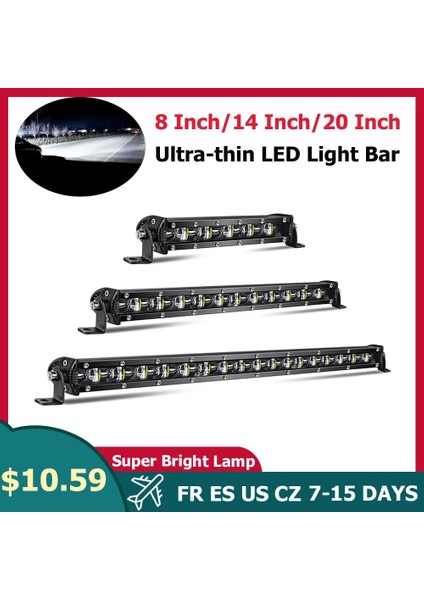 8 Inç Tarzı 8 Inç Süper Parlak LED Işık Çubuğu Ultra-Tgle-Satır Oto Sürüş Lambası Kamyon 4x4 Suv Atv Ön Tampon Işığı (Yurt Dışından) fiyatları