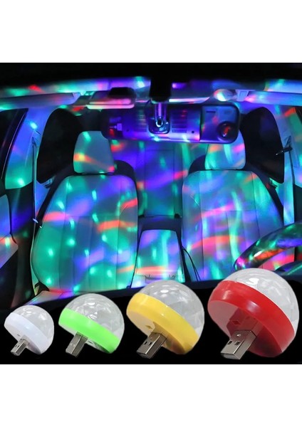 Mikro USB Adaptörü Araba USB LED Parti Işıkları Sahne Etkisi Karaoke Atmosfer Lambası 4W 5V Taşınabilir Disko Topu Renkli Lazer Dj Disko Hafif Müzik (Yurt Dışından)