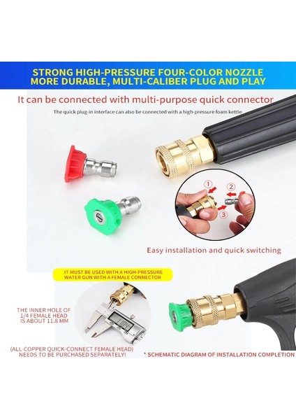 Dört RENK035 Stili Yüksek Basınçlı Karışım Renkli Hızlı Bağlantı "su Tabancası Için Araba Yıkama Metal Jet Lance Nozulu (Yurt Dışından)