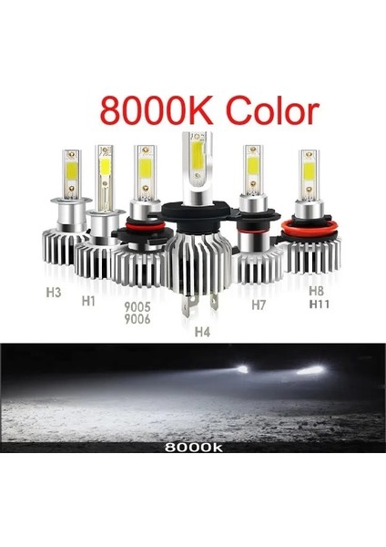 H3 Stili 8000K W Lm Araba LED Far Ampülleri H11 H Hb Hb3 H4 H7 H9 H1 Uzun Far Ampul Sis Lambası D9 Için Mini Far Kiti (Yurt Dışından)