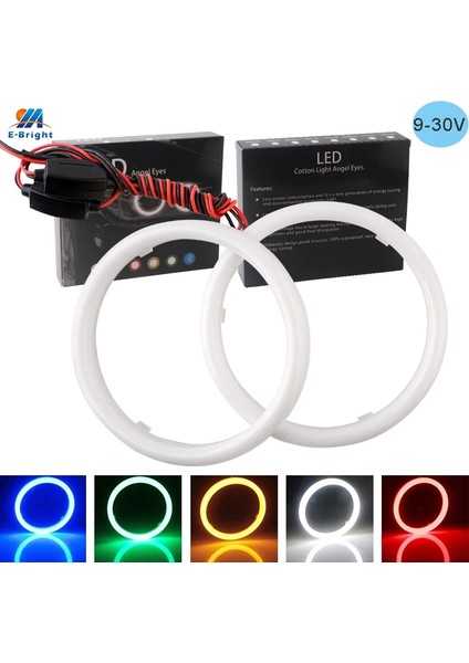 70 mm Tarzı Beyaz 1 Pair Cob Angel Eyes Kapaklı Halo Yüzükler Pamuk Işıkları LED Araba Motosiklet Farları Sis Lambaları (Yurt Dışından)