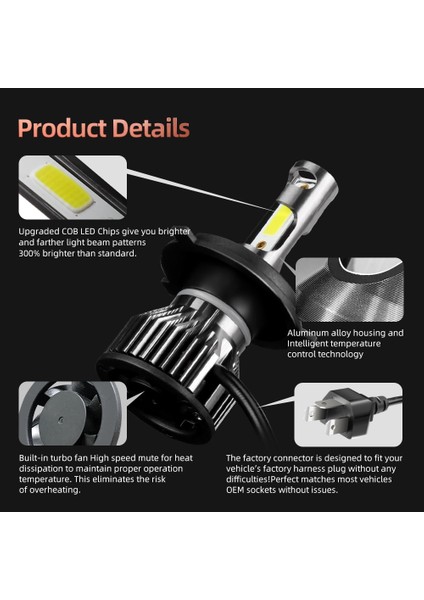 H3 Stili F2 Coolfox C6 LED H4 H7 H8 LED Far H1 H3 H11 H H27 Hb3 Hb4 Araba Ampulleri Oto Lambası 12V 6000K (Yurt Dışından) modelleri