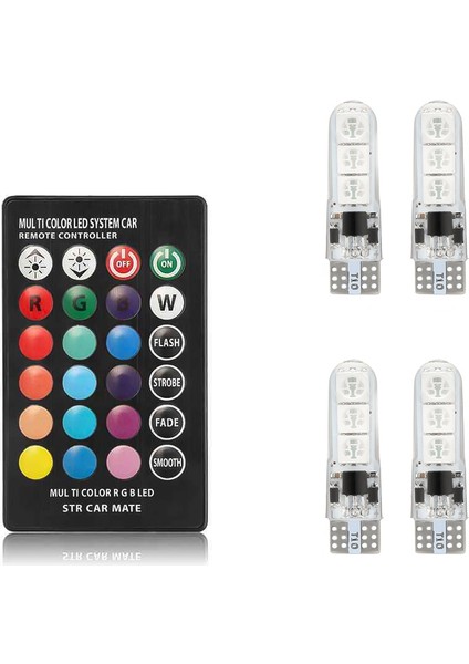 1 Uzaktan 4 Ampul 2 Adet Evrensel Araba Rgb LED 12 V T10 LED Rgb Smd Uzaktan Kumanda Okuma Kama Işık Lisans Ampuller Sinyal Lambası (Yurt Dışından)