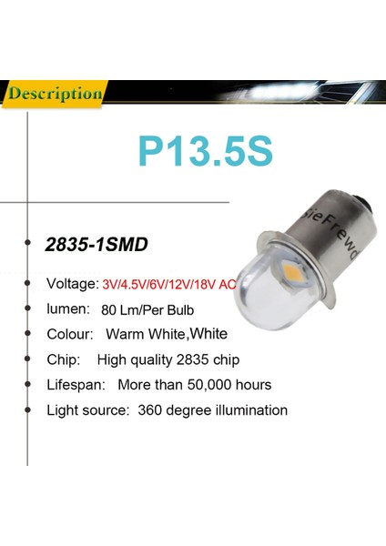 3V Ac Tarzı Sıcak Beyaz 4300K .5s LED Ampul 3V 4.5V 6V 12V 18V Ac Maglite Yedek Lamba Torch Acil Durum El Feneri Çalışma Işığı Warmwhite M (Yurt Dışından)