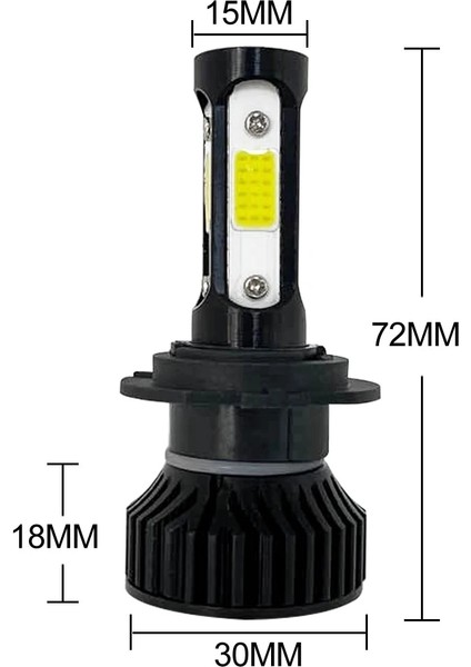 H3 Stili 6500K 2 Taraf Muxall H7 H4 H11 H LED Araba Far 80W Lm 4side Ar Ampul 6000K LED Sis Farları Far Ampul (Yurt Dışından)